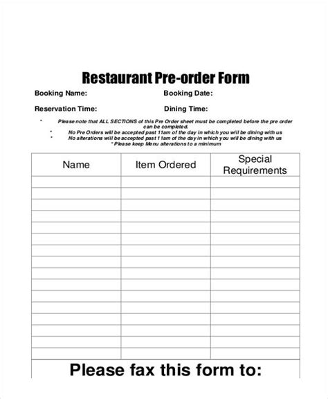 FREE 11+ Restaurant Order Forms in PDF MS Word