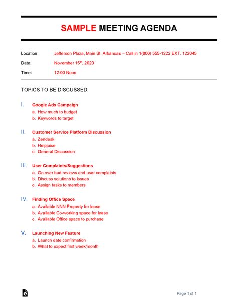 FREE 11+ Sample Agenda Templates in PDF