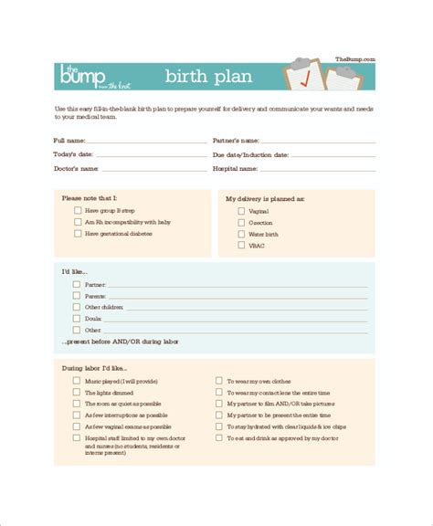 FREE 11+ Sample Birth Plan Templates in PDF MS Word
