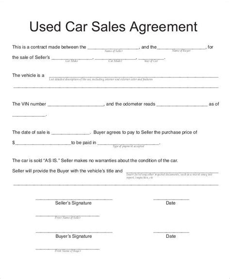 FREE 11+ Sample Car Sales Contracts in MS Word PDF Pages