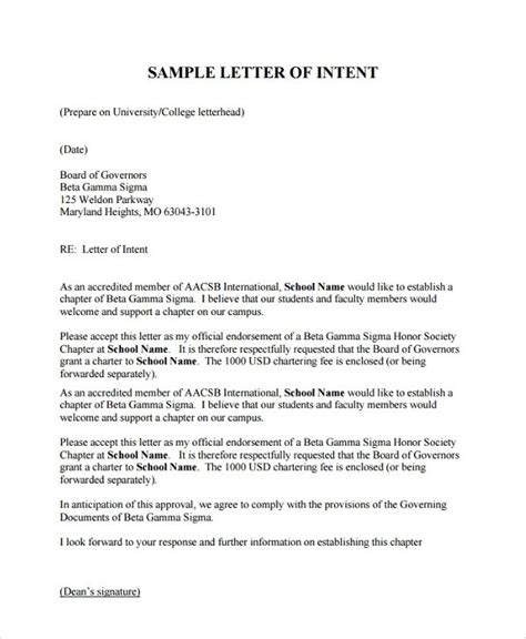 FREE 11+ Sample Letter of Intent For University in PDF MS Word