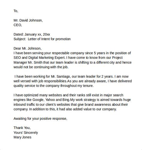 FREE 11+ Sample Letter of Intent for a Job in PDF MS Word Google