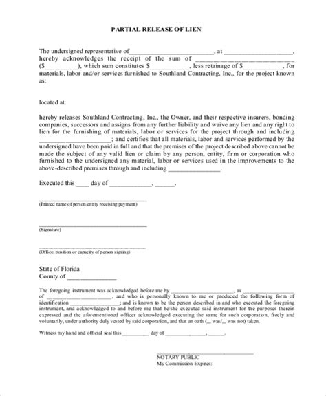 FREE 11+ Sample Lien Release Forms in PDF MS Word