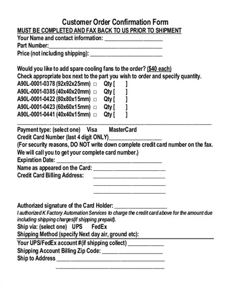 FREE 11+ Sample Order Confirmation Forms in PDF MS Word Excel