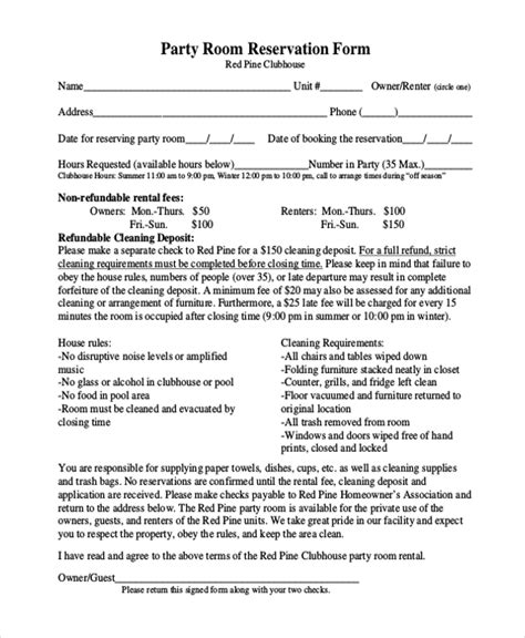 FREE 11+ Sample Party Reservation Forms in PDF MS Word