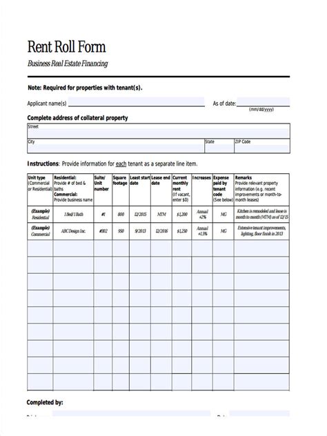 FREE 11+ Sample Rent Roll Forms in PDF Excel Word