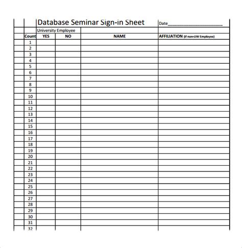 FREE 11+ Sample Seminar Sign in Sheet Templates in MS Word PDF