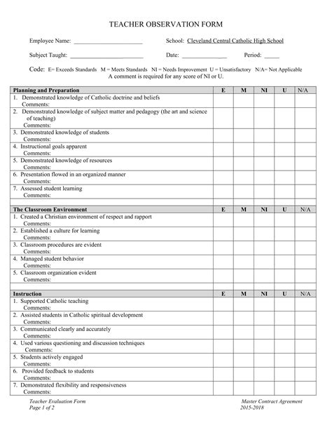 FREE 11+ Sample Teacher Evaluation Forms in PDF MS Word