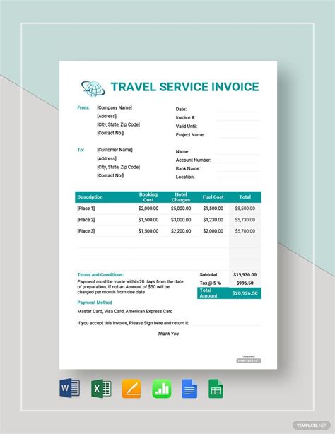 FREE 11+ Sample Travel Invoice Templates in PDF MS Word