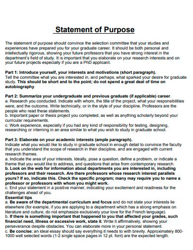 FREE 11+ Statement of Purpose Samples in PDF MS Word