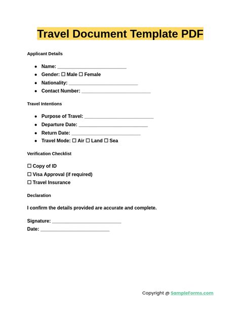 FREE 11+ Travel Document Form Samples, PDF, MS … - balustradellc