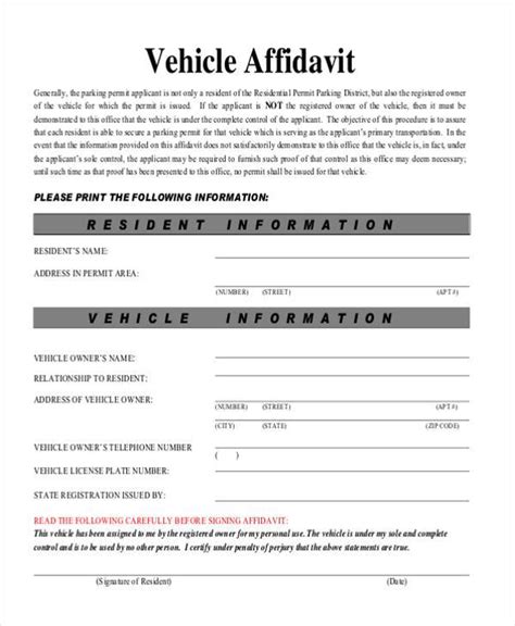 FREE 11+ Vehicle Affidavit Forms in PDF MS Word