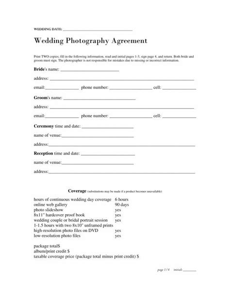 FREE 11+ Wedding Photography Contract Templates in PDF MS Word Google Docs Pages
