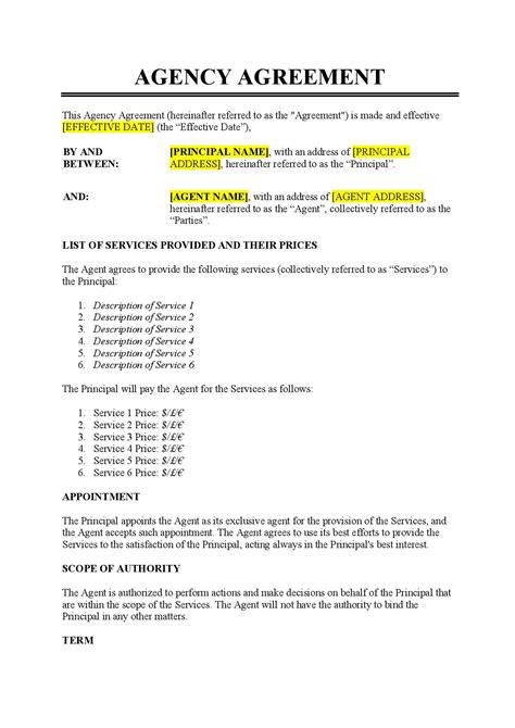 FREE 12+ Agency Agreement Templates in Google Docs MS Word Pages PDF
