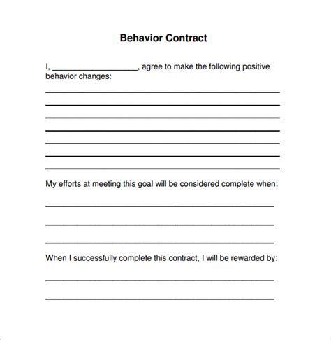 FREE 12+ Behavior Contract Templates in PDF MS Word Excel