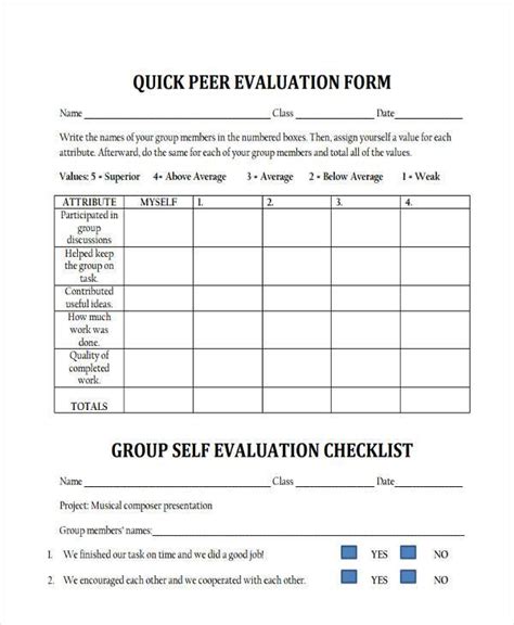 FREE 12+ Peer Evaluation Forms in PDF MS Word Excel