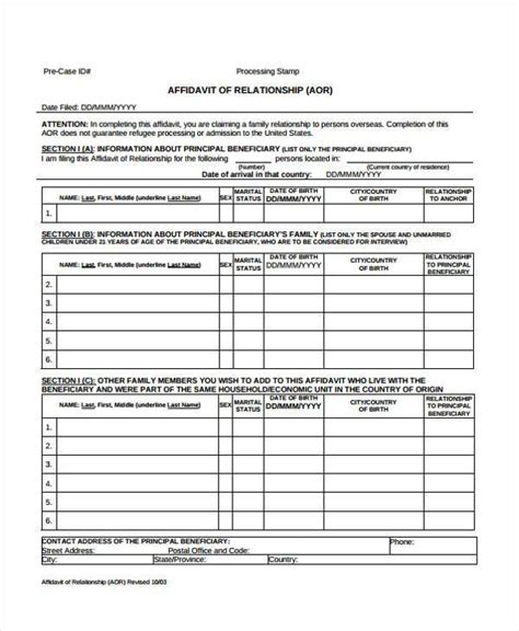 FREE 12+ Relationship Affidavit Form Samples, PDF, MS Word, Google Docs