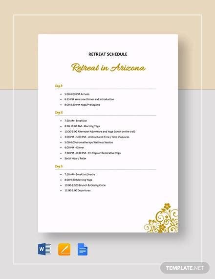 FREE 12+ Retreat Schedule Samples and Templates in PDF MS Word Docs