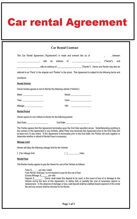 FREE 12+ Sample Car Rental Agreement Templates in PDF MS Word Google Docs Pages