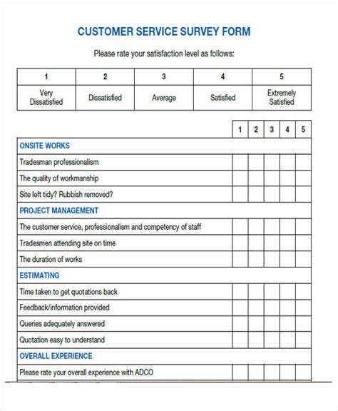 FREE 12+ Sample Customer Service Survey Forms in PDF Excel Word