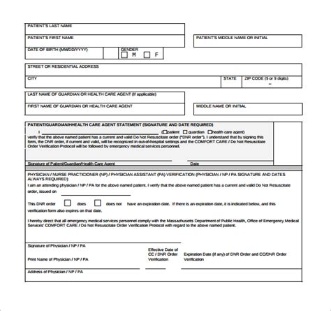 FREE 12+ Sample DNR Medical Forms in PDF MS Word
