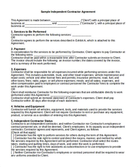 FREE 12+ Sample Independent Contractor Agreement forms in PDF MS Word