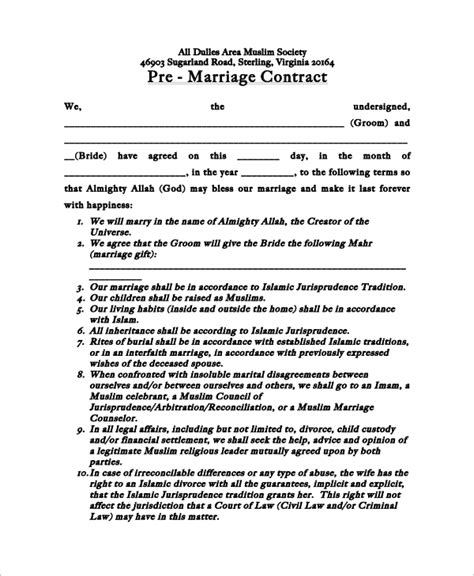 FREE 12+ Sample Marriage Contracts in MS Word PDF Pages