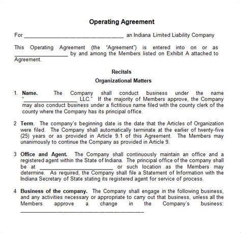 FREE 12+ Sample Operating Agreement Templates in PDF MS Word Google