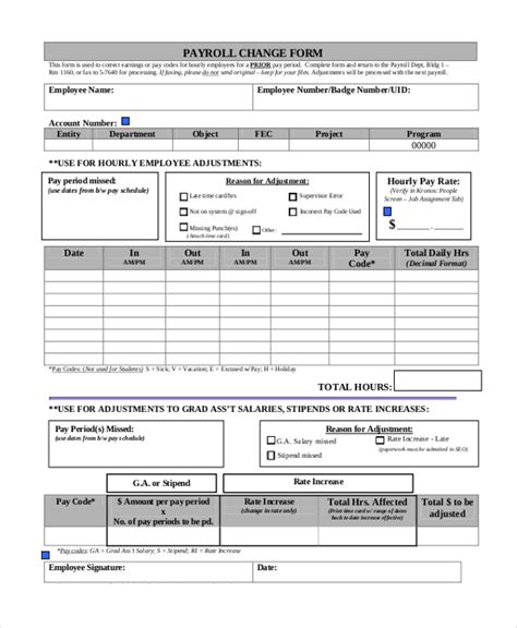 FREE 12+ Sample Payroll Change Forms in PDF Excel Word