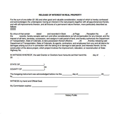 FREE 12+ Sample Release of Interest Forms in PDF MS Word