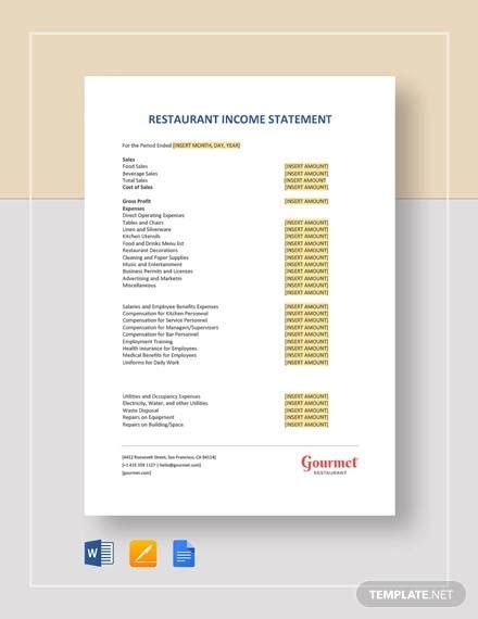 FREE 12+ Sample Restaurant Statement Templates in MS Word PDF
