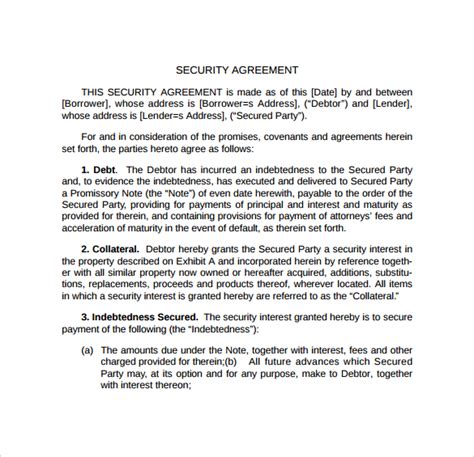 FREE 12+ Sample Security Agreement Templates in Google Docs MS Word