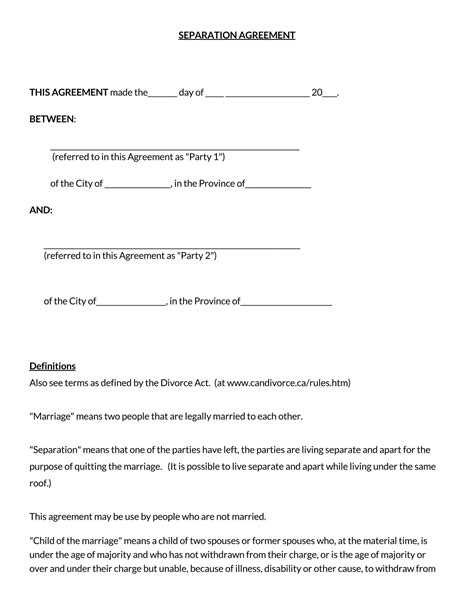 FREE 12+ Sample Separation Agreement Templates in MS Word Pages