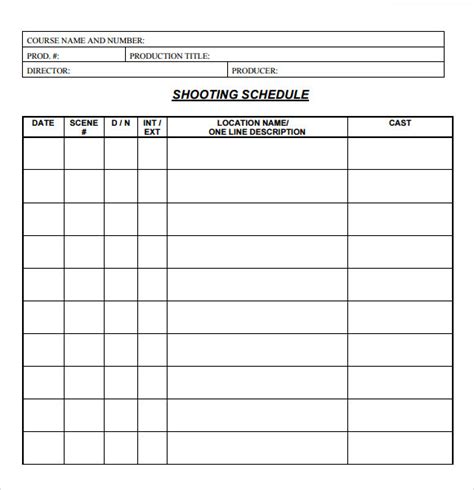 FREE 12+ Sample Shooting Schedules in PDF MS Word Excel