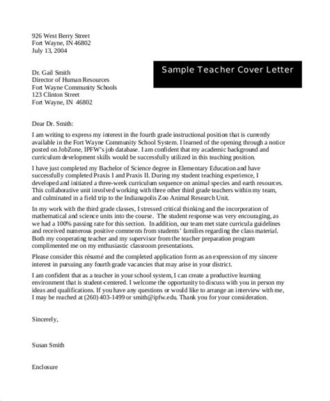 FREE 12+ Teacher Cover Letter Samples in PDF MS Word Google Docs