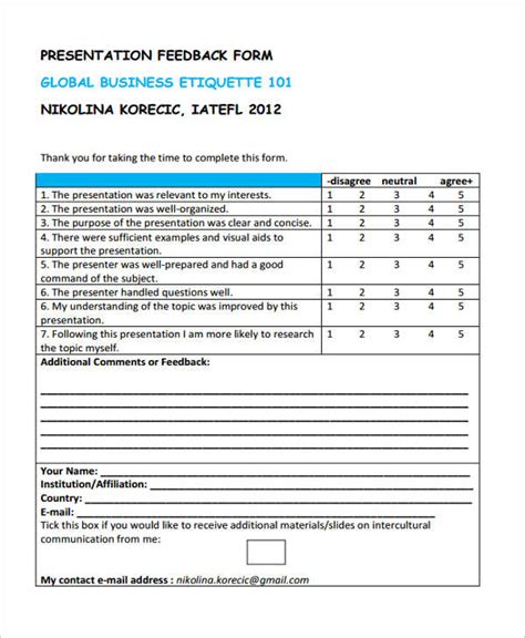 FREE 13+ Business Feedback Forms in PDF MS Word