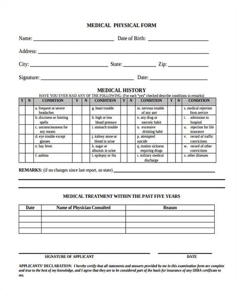 FREE 13+ Generic Physical Forms in PDF