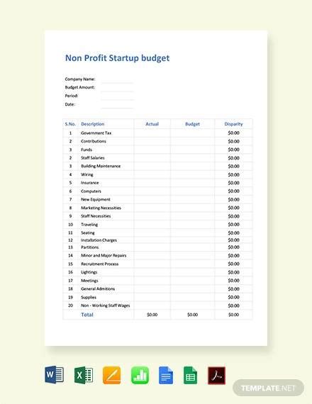 FREE 13+ Non Profit Budget Samples in Google Docs Google Sheets Excel MS Word Numbers