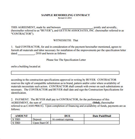 FREE 13+ Renovation Contract Templates in MS Word Google Docs