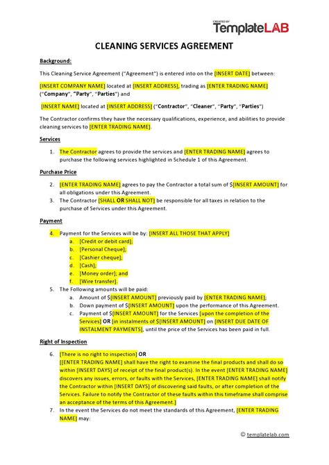 FREE 13+ Sample Cleaning Contract Agreement Templates in PDF MS Word Google Docs Pages