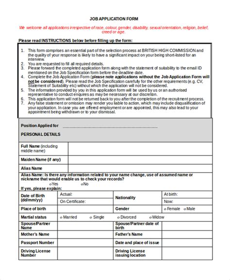 FREE 13+ Sample Employee Application Forms in PDF Excel MS Word