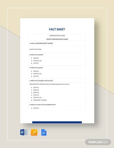 FREE 13+ Sample Fact Sheet Templates in MS Word Pages PDF