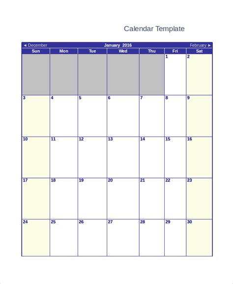 FREE 13+ Sample Monthly Calendar Templates in PDF MS Word Google