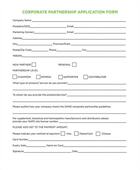 FREE 13+ Sample Partnership Application Forms in PDF MS Word