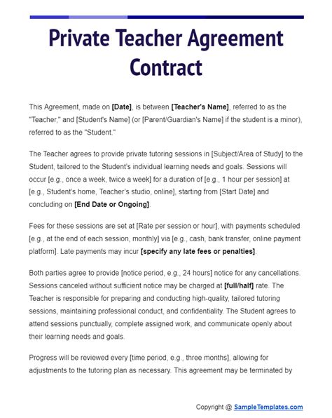 FREE 13+ Teacher Agreement Contract Samples in MS Word PDF