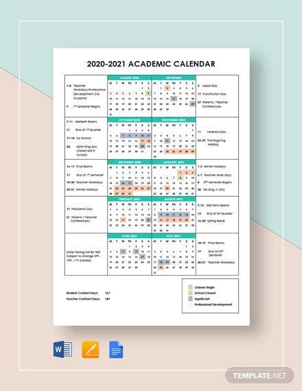 FREE 14+ Academic Calendar Templates in Google Docs MS Word Pages PDF