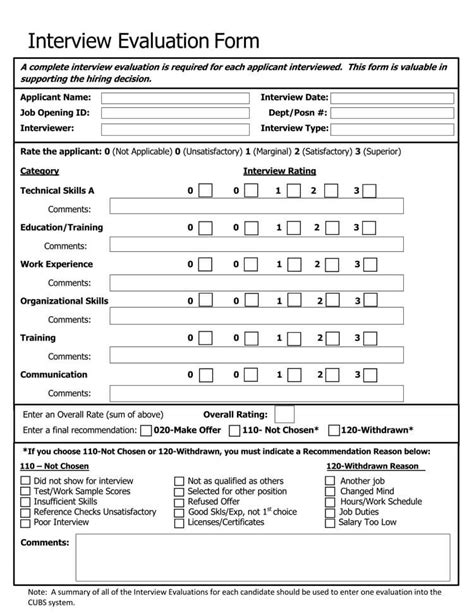 FREE 14+ Sample Interview Assessment Forms in PDF Word XLS