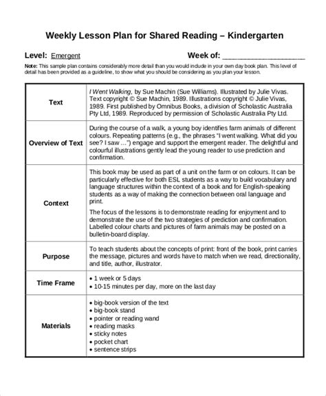 FREE 14+ Sample Kindergarten Lesson Plan Templates in PDF MS Word