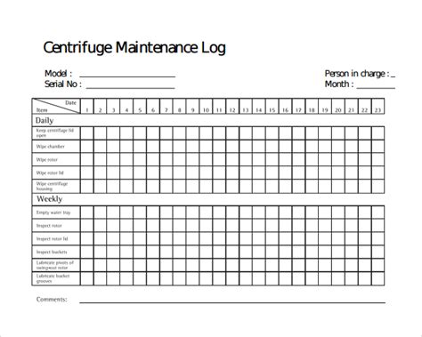 FREE 14+ Sample Maintenance Log Templates in PDF MS Word Pages