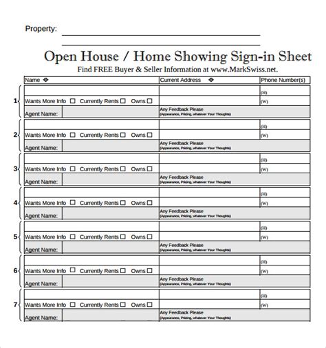FREE 14+ Sample Open House Sign in Sheet Templates in PDF